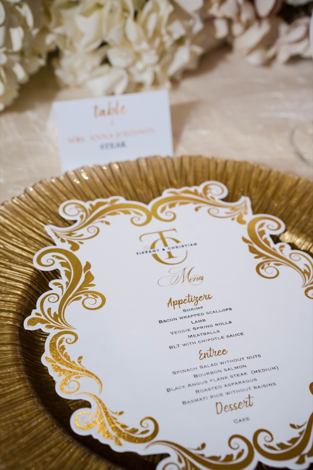 Gold-embossed invitation suite